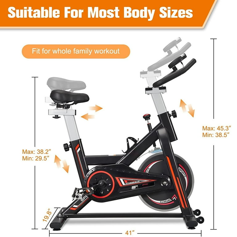 SUGIFT Stationary Exercise Bike Indoor Cycling Bike 300 lbs Weight Capacity with Comfortable Seat Cushion LCD Monitor Black