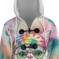 thumbnail image 4 of Hippie Persian Portrait Watercolor Tie-Dye Vintage Styles All Over Print 3D Hooded Duffle Toggle Coat Cat Lover Kitten Owner Gifts - 00014, 4 of 6