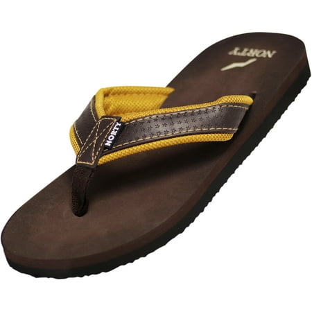

NORTY Mens Flip Flops Adult Male Beach Thong Sandals Brown