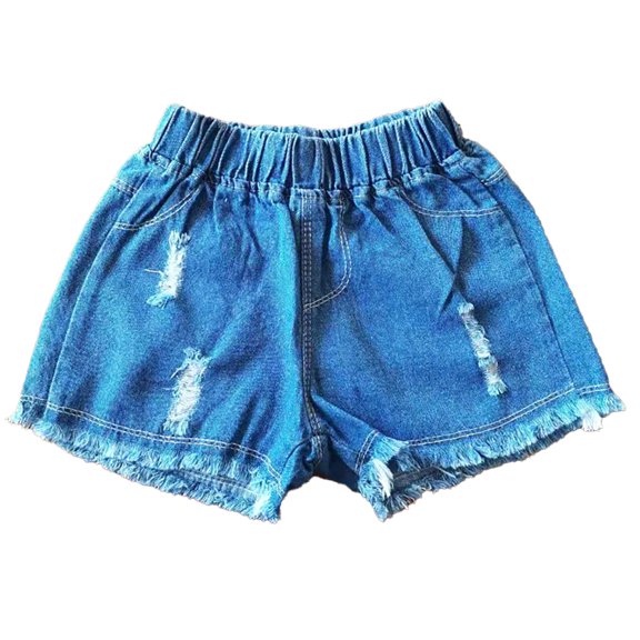 FLMEI 3-12 Little&Big Girls Summer Denim Kids Toddler Shorts Elastic Waistband Jeans Shorts Summer Shorts