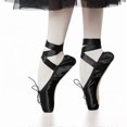 thumbnail image 1 of Chaussures de Danse pour Filles et Femmes, Pantoufles de Ballet Roses, Chaussures Plates de Ballet, Rubans, Coussinets d'Orteils, Noir Rose Rouge, 1 of 4