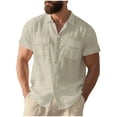 thumbnail image 1 of Camisetas de Manga Corta con Botón de la Solapa de los Hombres de Ajuste Suelto Cardigan de Bolsillo Moda Superior Verano Casual, 1 of 9