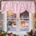 thumbnail image 6 of Christmas Snowflake Tie Up Valances Curtain, Retro Abstract Winter Pink Texture Adjustable Rod Pocket Short Window Treatment Tie Up Curtains Valances for Kitchen Living Room Bathroom 54x18 Inches, 6 of 9