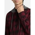thumbnail image 4 of No Boundaries Men's & Big Men's Hooded Flannel Shirt with Long Sleeves, Sizes XS-5XL, 4 of 5