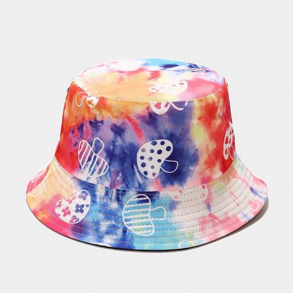 Tie-dye Printed Fisherman Hat for Men Women Fashion Colorful Mushroom Double-Side-Wear Packable Bucket Hat Summer Sun Hat Comfort Daily Casual Cap Soft Breathable Fishing Hat
