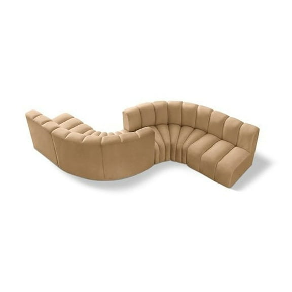 Meridian Furniture Arc Camel Velvet Modular Sectional