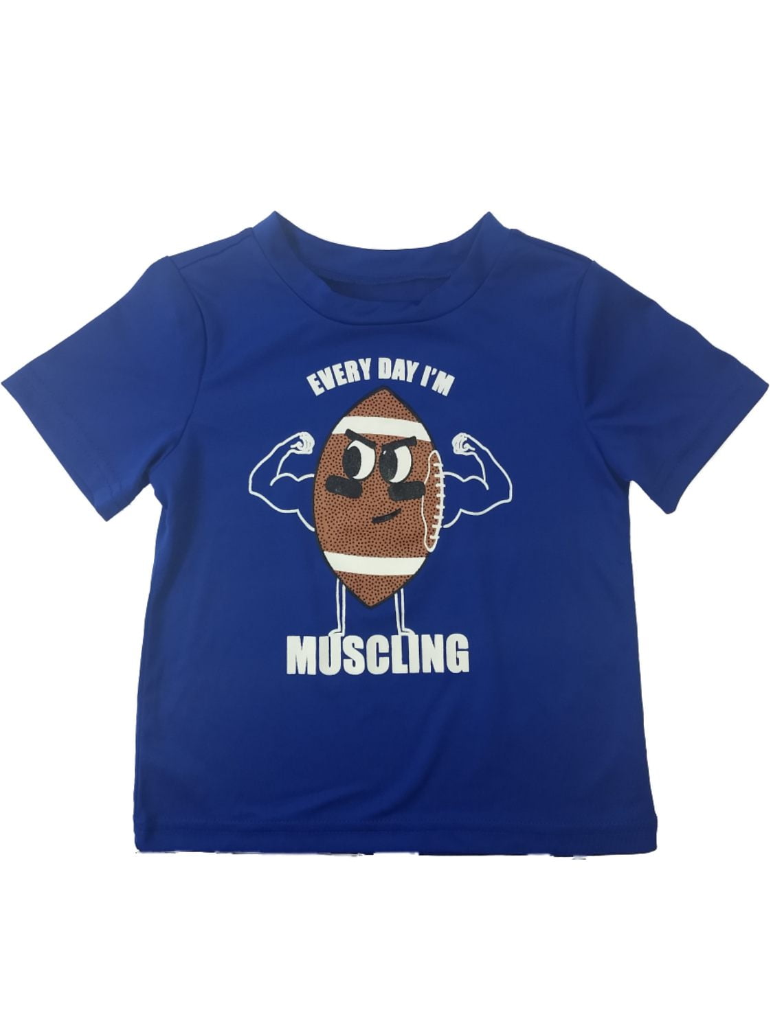 Infant Boys Blue Every Day I'm Muscling T-Shirt Athletic Tee Shirt 24m -  Walmart.com
