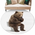 thumbnail image 2 of Funny Bears Round Area Rug 5ft, Cute Art Fun Lovely Animals on Toilets Washable Non-Slip Circle Rugs for Bedroom Living Room Kitchen, Soft Low Pile Carpet for Dining Room Playroom Nursery, 2 of 9