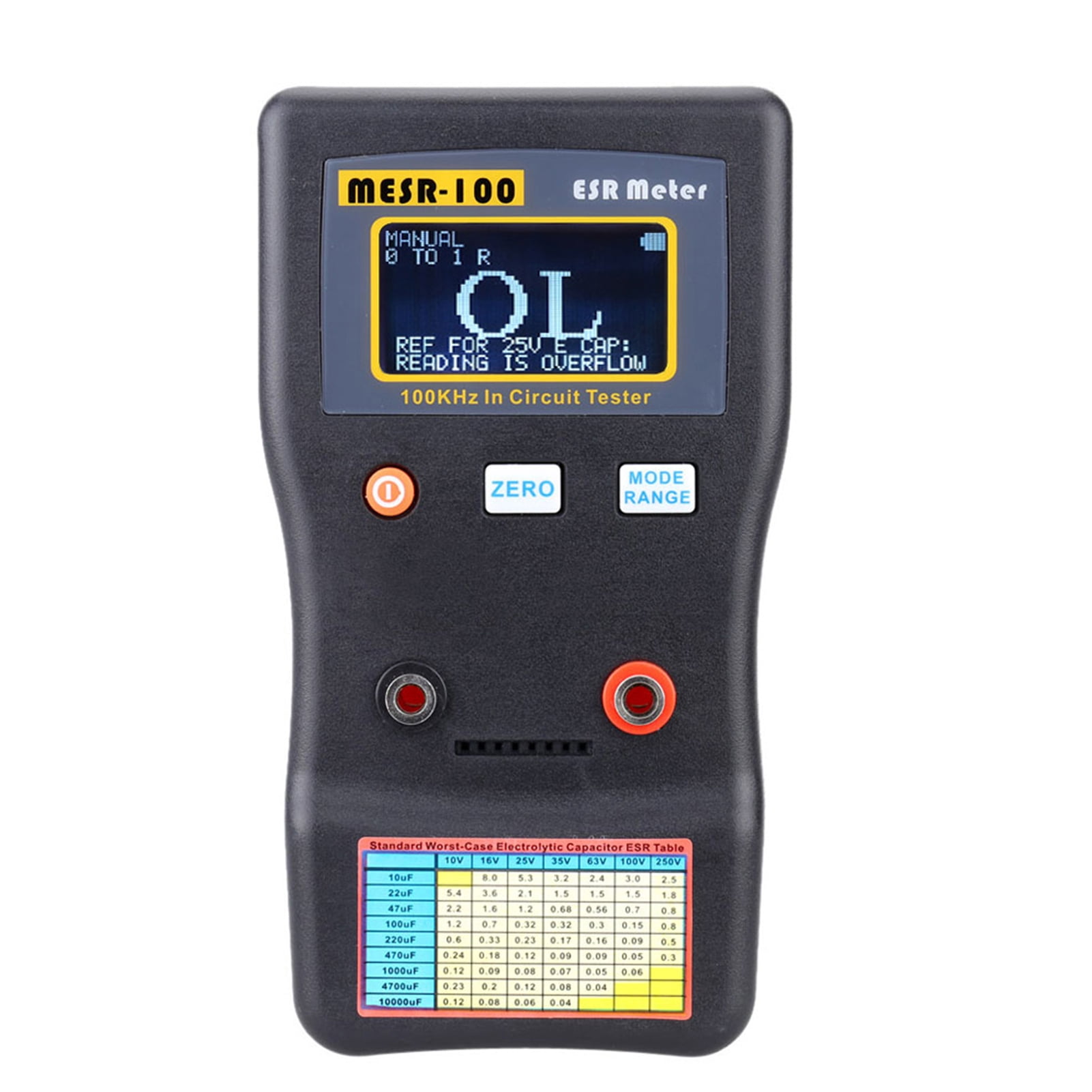 TFixol MESR-100 Testeur de Condensateur ESR Ohm Mètre Professionnel Résistance Interne de Mesure de Condensateur Testeur de Circuit avec Clip de Test SMD