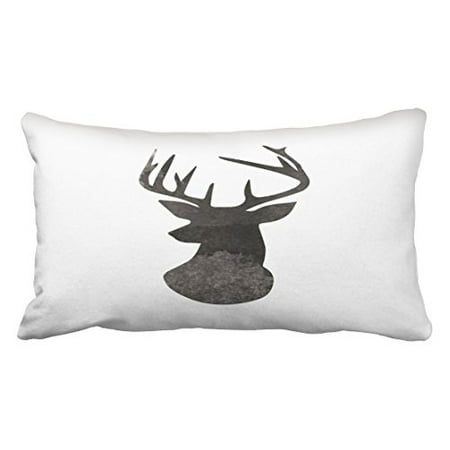 Garden Black 30' Deer WinHome Deer Head silhouette Modern Watercolor Black And White Art Polyester 20 x 30 Inch Rectangle Throw Pillow Covers With Hidden Zipper Home Sofa Cushion Decorative Pillowcases ()