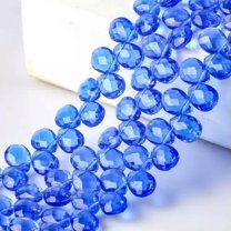 U8MO 10pcs 12x9mm 15x12mm Teardrop Faceted Crystal Glass Beads for Jewelry Making-Blue-12x9mm