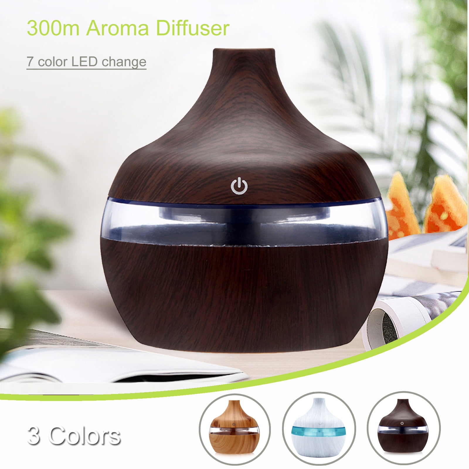 VBVC Mini 300ml USB Cool Mist Humidifier, Aromatherapy Night Light White
