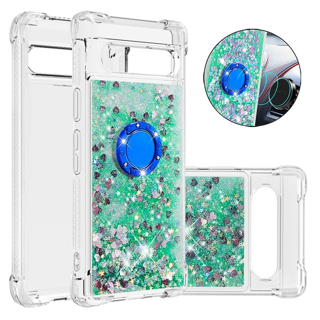 Case for FOXDOCK Google Pixel 7A Full Corner Protection Glitter Phone Case with Ring Holder