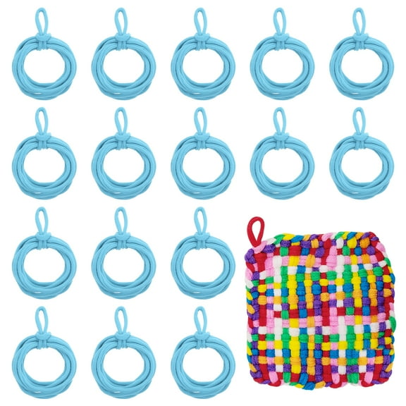 Uxcell 100 Pcs Potholder Loom Refill Loops, Elastic Potholder Weaving Refill Loops Knitting Kit Supplies in Rainbow Colors for Girls DIY Crafts 7" Weaving Loom, Light Blue