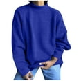 thumbnail image 1 of AherBiu Chandails Grande Taille pour Femmes, Tricot Côtelé, Manches Longues, Col Roulé, Hauts Amples, Chandail d'Hiver, 1 of 6