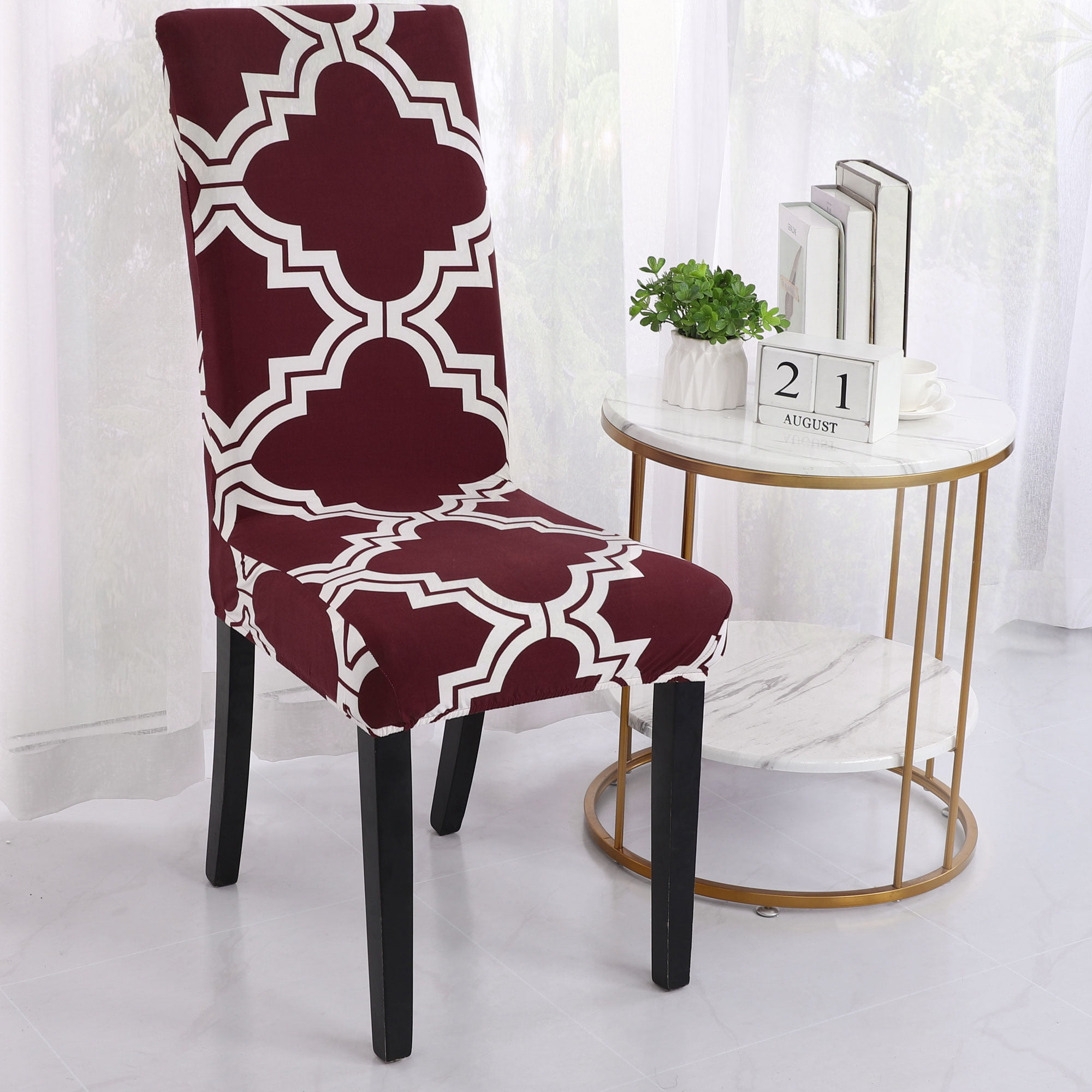 PiccoCasa Spandex Stretch Geometric Slipcover Dining Chair Cover