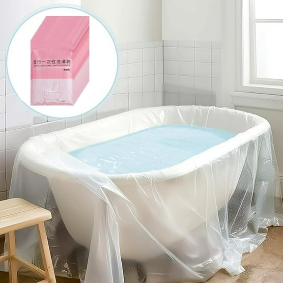Disposable Bathtub Cover Liner,Topboutique Plastic Bathtub Liner,Large Transparent Tub Liners for Bathtubs,Portable Bath Tub Bag for Hotel Travel Household and Salon Tubs,10 Pack,102 x 47 Inches