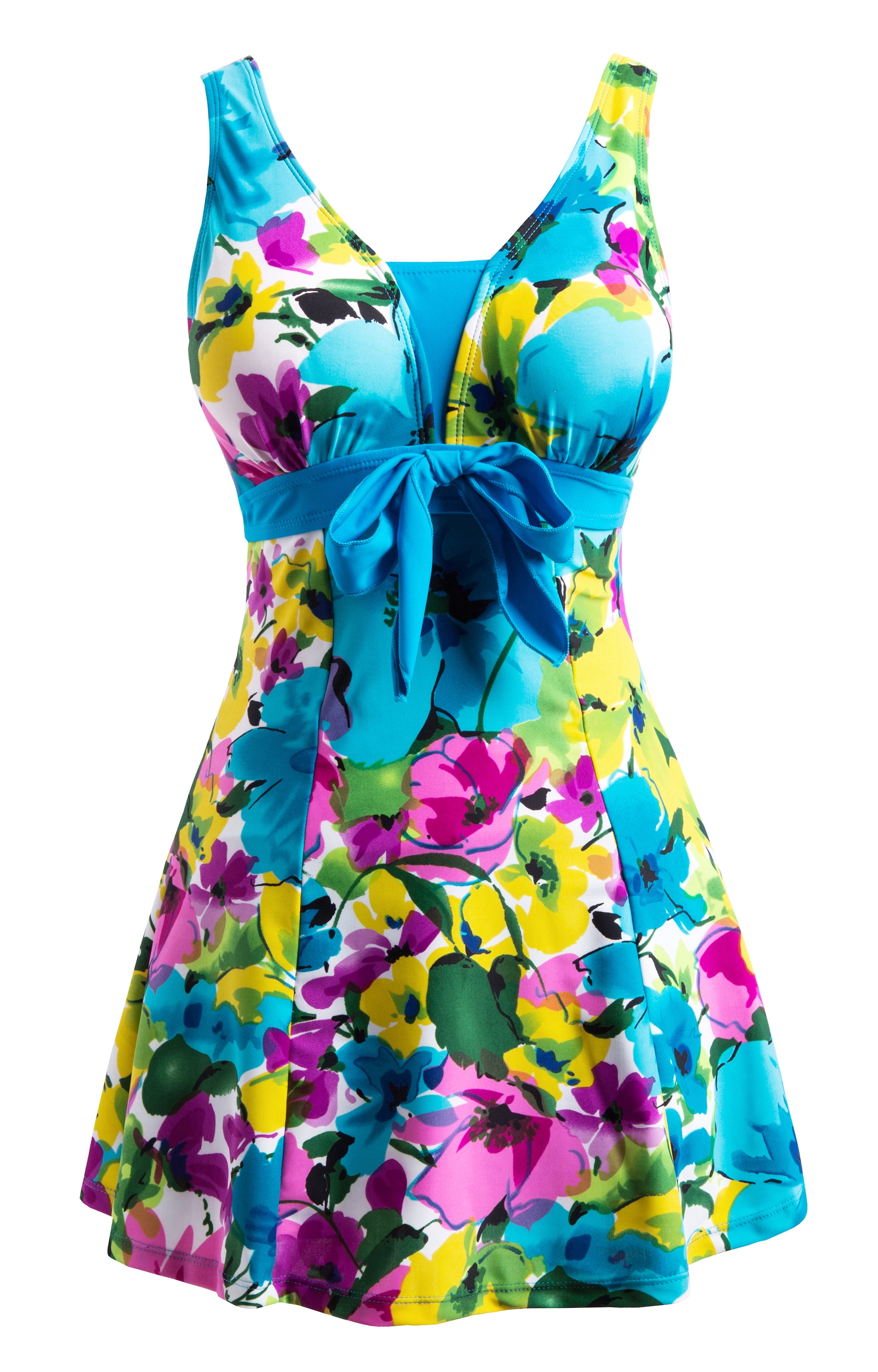 Wantdo Women's Plus Size Swim Dresses Floral Swimwear Modest Skirtini ...