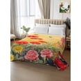 thumbnail image 2 of Poppy Botanical California King Size Flat Sheet, Wrinkleproof & Fadeproof Cooling Flat Bed Sheet Only, Vintage Floral Yellow Ombre Breathable Soft Bedding Top Sheets 108 x 98 Inches, 2 of 8