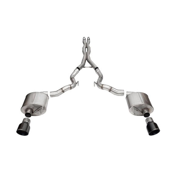 Corsa Performance Exhaust System Kit 21274BLK Sport Cat Back System; Stainless Steel; With Sport Sound Level Mufflers; 3 Inch Pipe Diameter; Dual Exhaust With Dual Exit; Dual Split Rear Exit