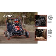 Coleman Powersports GK200 196cc Gas Powered Go-Kart, Two-Seater Off-Road Vehicle Up to 23 MPH, Rugged Suspension, Pull-Start Engine, Ages 13+, Red