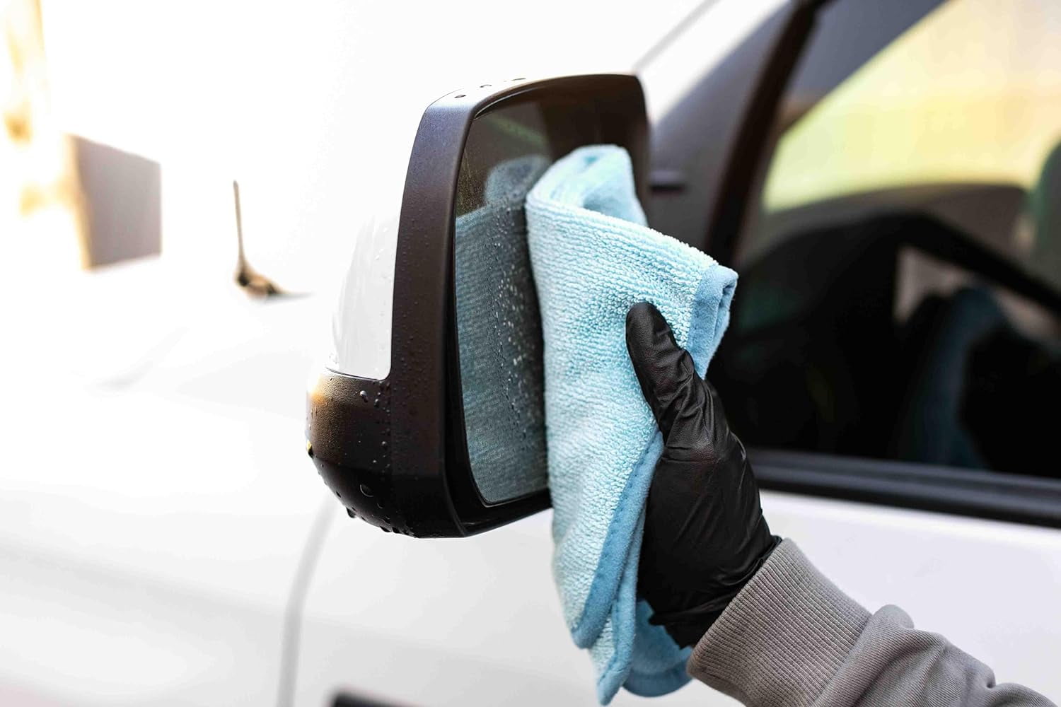 The Rag Company – Premium FTW – Microfiber Cleaning Towels for Glass, Windows, Mirrors & Polished Surfaces, Streak-Free, Scratchless, 16in x 16in, Light Blue, 3-Pack
