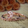 thumbnail image 3 of Sale Antique Vintage Design 2.25 Carat 6mm Round Morganite And Diamond Moissanite Halo Bridal Wedding Ring Set With 18K Rose Gold Plating, 3 of 5