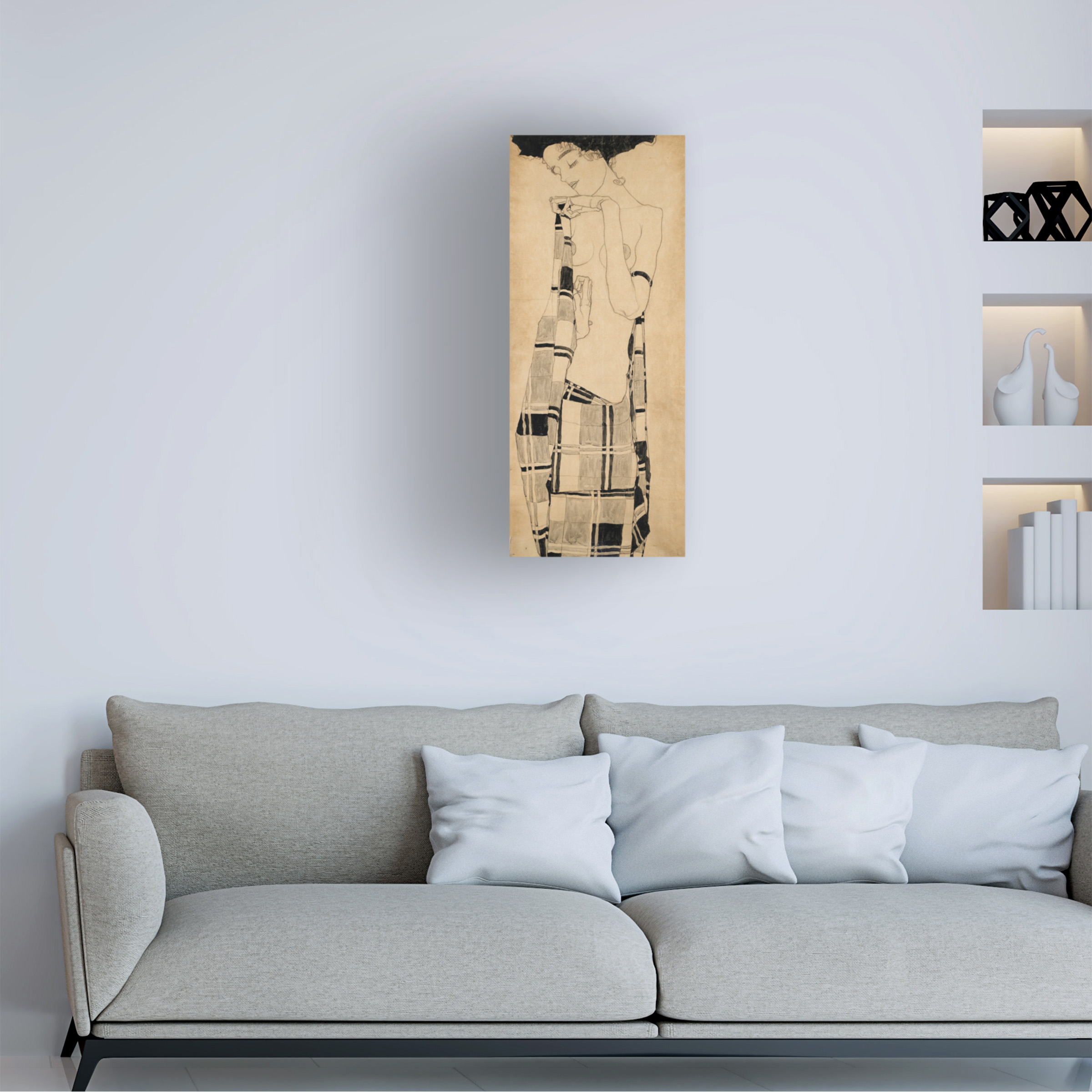 Trademark Fine Art Egon Schiele Girl Standing Canvas Wall Art - 10x24