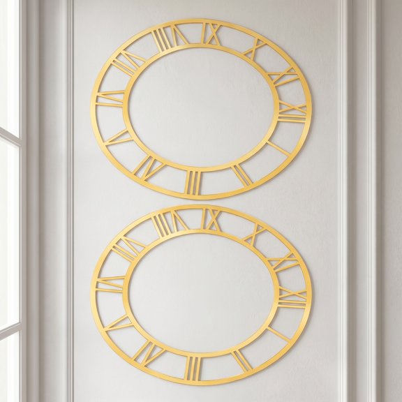 HEANUJJ Roman Numeral Wall Clock Decorative Stickers, Golden Acrylic, Easy Peel and Stick, 2Pcs