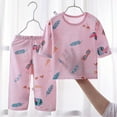 thumbnail image 2 of Odeerbi 1-14 Years Kids Girls Summer Cotton Pajamas Short Sleeve Tops Pants Set Soft Loungewear Cute Print Sleepwear Two-piece Pajama Sets Kids Girls Clothes, 2 of 5