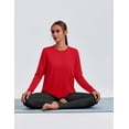 thumbnail image 4 of Pinspark Long Sleeve Workout Tops for Women Solid Athletic Shirts Lightweight Yoga Shirt Stretchy Running Top Loose Fit, 4 of 6