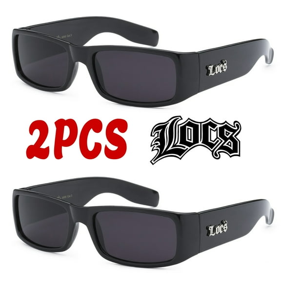 Locs 2 Pack Deal Hardcore Fashion HipHop Black Lowrider Designer Shades Sunglasses 9006