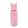 thumbnail image 6 of Afdoent Dresses For Women Sleeveless Solid Color U Neck Dress With Adjustable Drawstring Side Slit Beach To Brunch Travel Outfits, 6 of 6