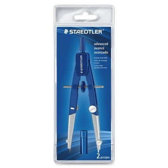 Staedtler 2-piece Advanced Student Compass Metal, Plastic - Blue, Silver - 1 Each