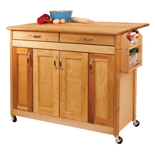 Catskill Craftsman Butcher Block Island with Panel Doors and Drop Leaf