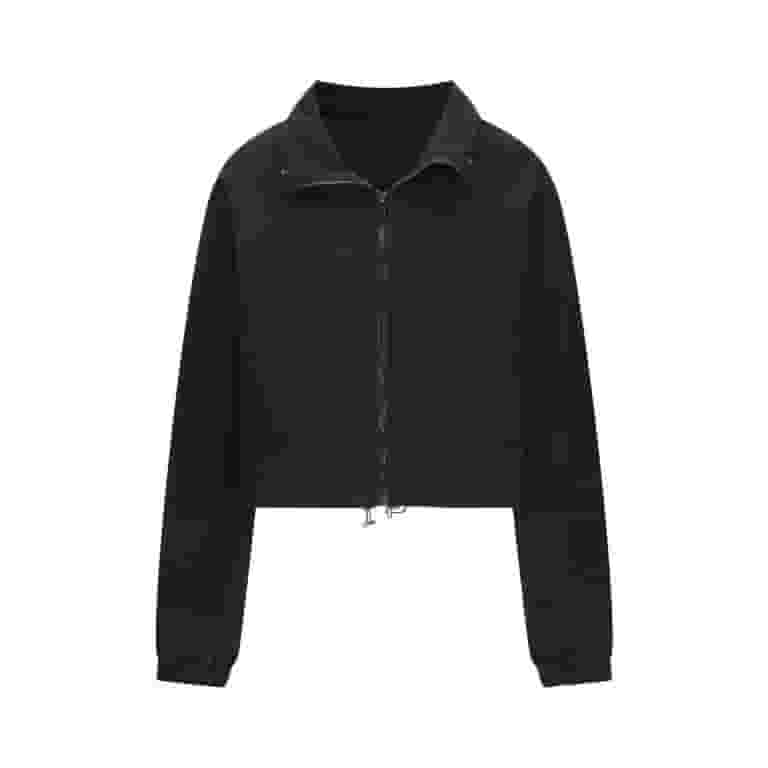 【SURGERY】 cross zip crop fleece jacket 'black' Polar Fleece Coat for Women Full-zip Up Cropped Jackets