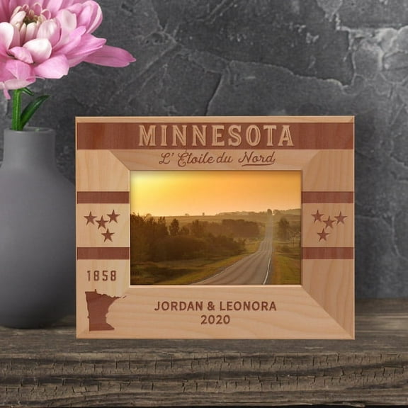 Minnesota Personalized Wooden Frame-5" x 3 1/2" Brown Horizontal