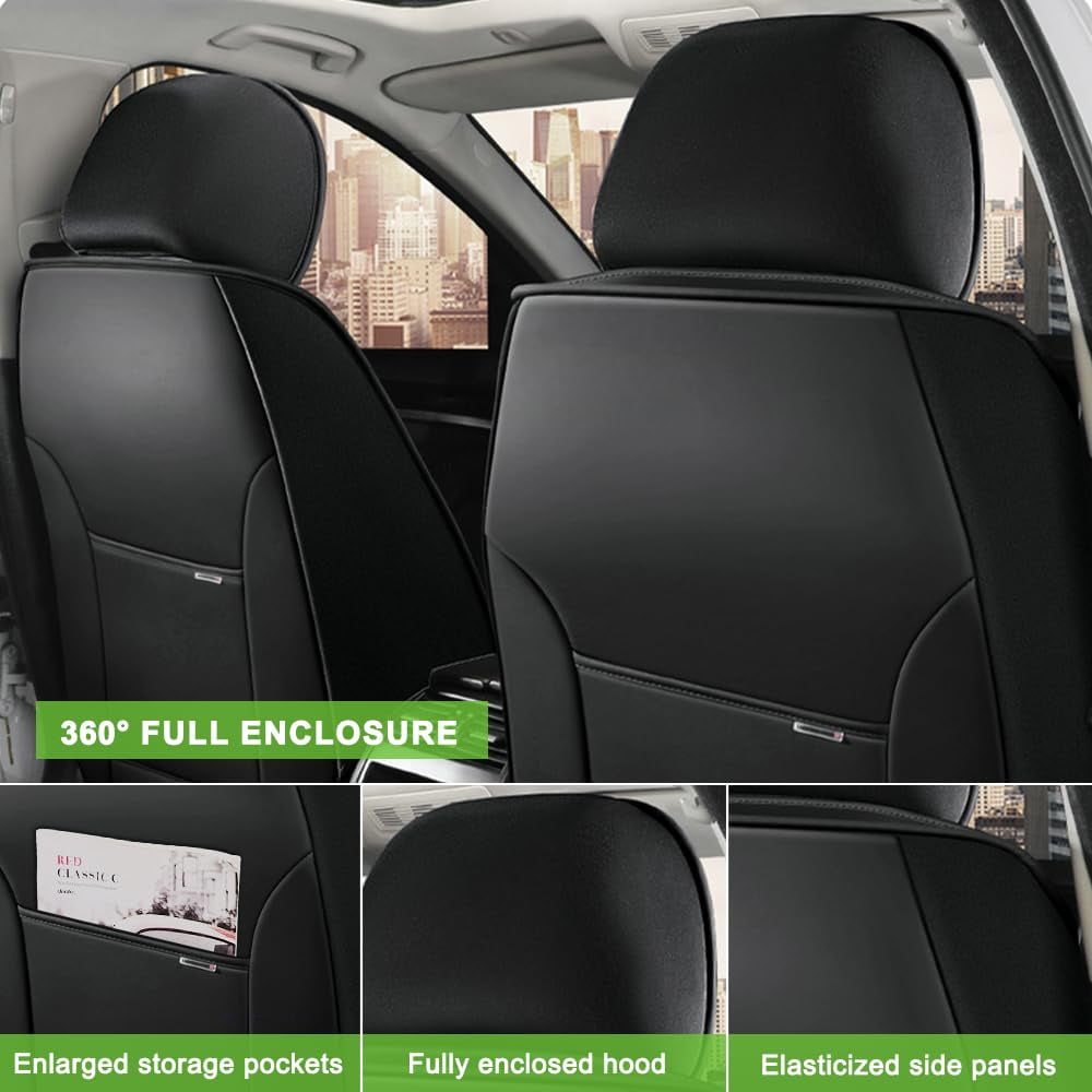 AFUNTIO Seat Covers for Nissan 99% Models,2PCS Leather Car Seat Cushions,Waterproof Car Sit Protectors,Nonslip Interior Accessories(Black and Orange)