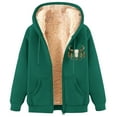 thumbnail image 2 of Fanxing Mens Sherpa Lined Coats Winter Zip Up Graphic Sweatshirts Fleece Hooded Coat Fashion Jackets Outerwear Green,M, 2 of 5