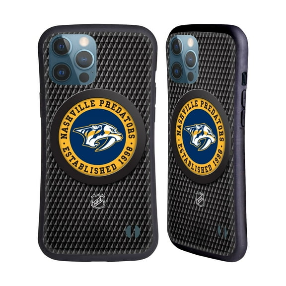 Head Case Designs Officially Licensed NHL Nashville Predators Puck Texture Hybrid Case Compatible with Apple iPhone 13 Pro Max