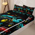thumbnail image 3 of Manfei Monster Truck Zipper Full Size Comforter Sets with Fitted Sheet and 2 Pillowcases,Boys Friendly Pattern Zipper Bedding Set,Black,Black Reversible,4pcs, 3 of 8