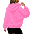 thumbnail image 2 of Womens Hoodies Solid Long Sleeve Pullover Sweatshirt Tops Casual Waist Cinching Cropped Outfits Fall Winter Apparel, 2 of 5
