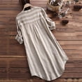 thumbnail image 3 of XZNGL Plus Size Top Women Button Up Pullover Cotton Striped Top Plus Size Tunic Blouse Button Up Shirt, 3 of 9