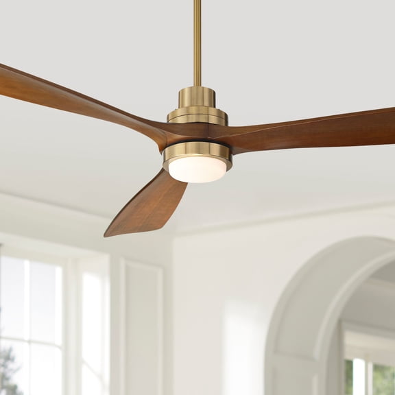 Casa Vieja 66" Delta XL Modern Indoor Ceiling Fan 3 Blade LED Light Remote Control Soft Brass Finish Bedroom Living Room DC Motor