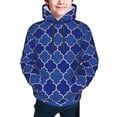 thumbnail image 5 of Kll Unisex Kids Boys Girls Hooded Pocket Pullover Hoodies-Blue Gold Grid Lantern, 5 of 9