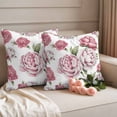 thumbnail image 2 of Pink Floral Outdoor Waterproof Pillow Covers, Spring Summer Modern Flower Leaf Decorative Square Throw Pillowcase Sofa Cushion Sham for Patio/Couch/Chair, 18"x18" 2 Pack, 2 of 8
