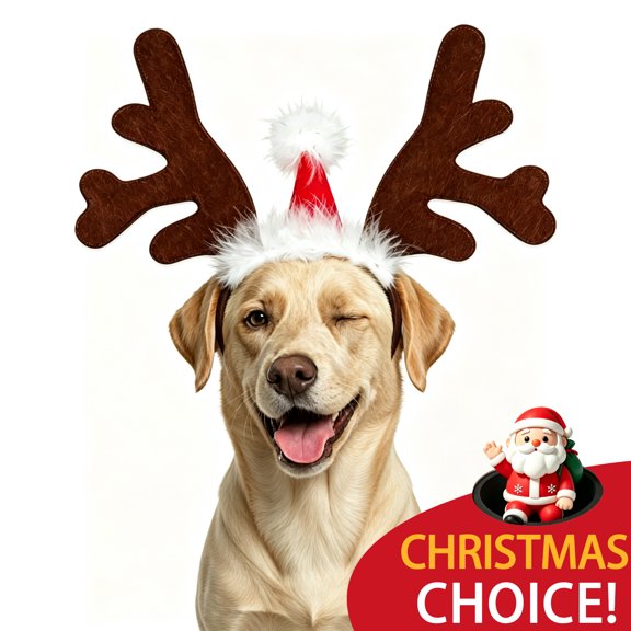 BellaNotes Dog Elk Reindeer Antler Headband, Pet Christmas Costume Headwear