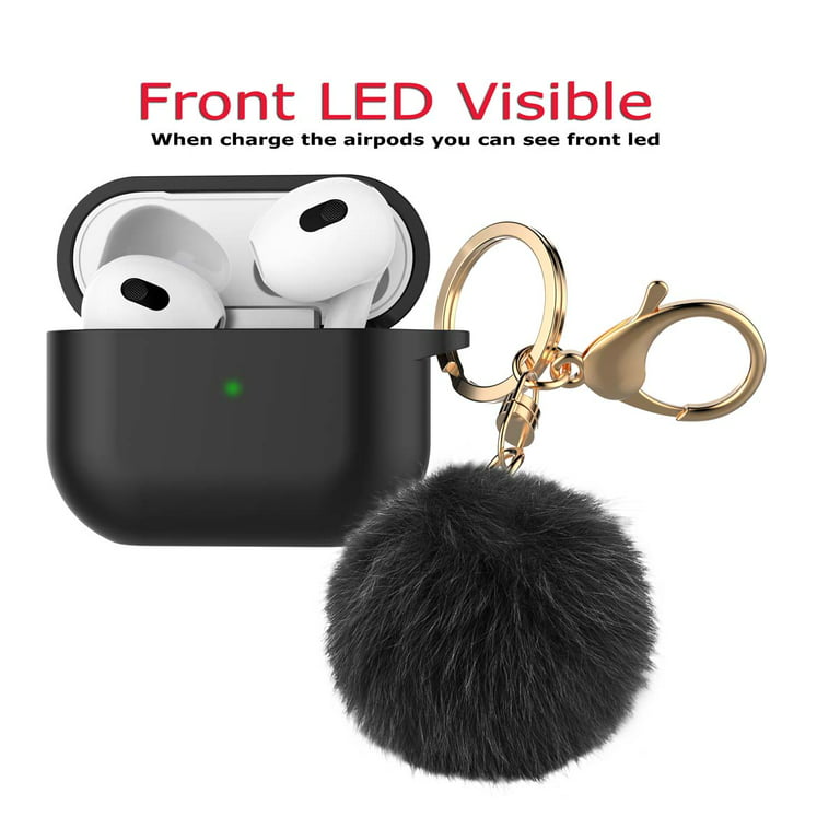 Silicone Protective Case with Faux Fur Pom Pom Keychain for AirPods Pro (2nd  Generation) - Rose Gold - HD Accessory