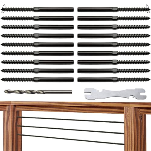 Black Cable Railing Hardware Kit, for 3/16" Cable Railing System for Wood Posts, Stainless Steel Swage Lag Screws Left & Right 10 Pairs$$Tools & Hardware Other