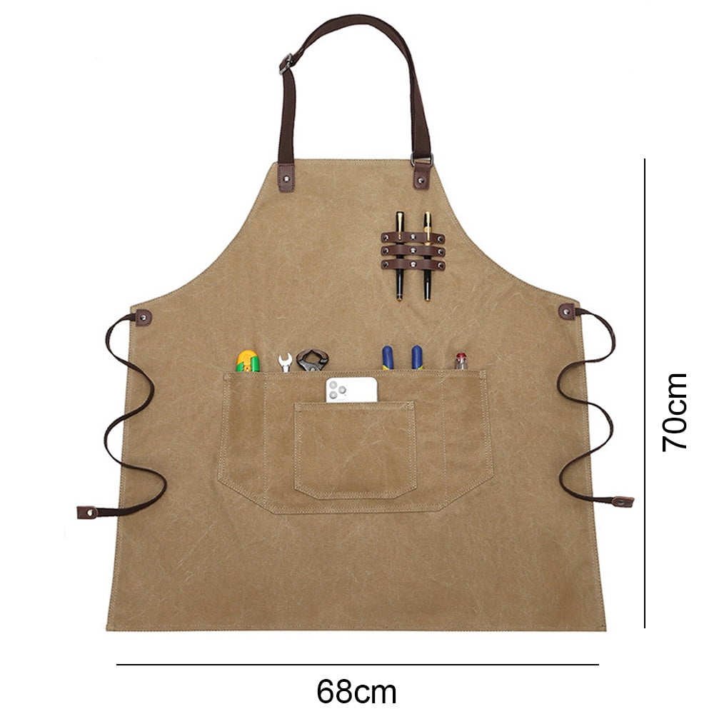 Workshop Tool Apron Painting Apron With Pocket Art Gardening Apron for Men Women Artist Canvas Apron with Adjustable Cross-Back Straps